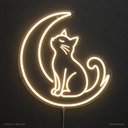 Cat Crescent Warm White LED neon concept mockup