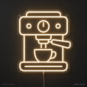 Espresso Machine Warm White LED neon concept mockup