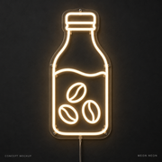 Cold Brew Bottle Warm White LED neon concept mockup