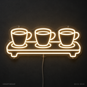 Coffee Flight Warm White LED neon concept mockup