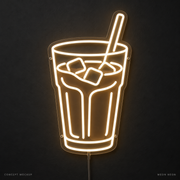Iced Latte Glass Warm White LED neon concept mockup