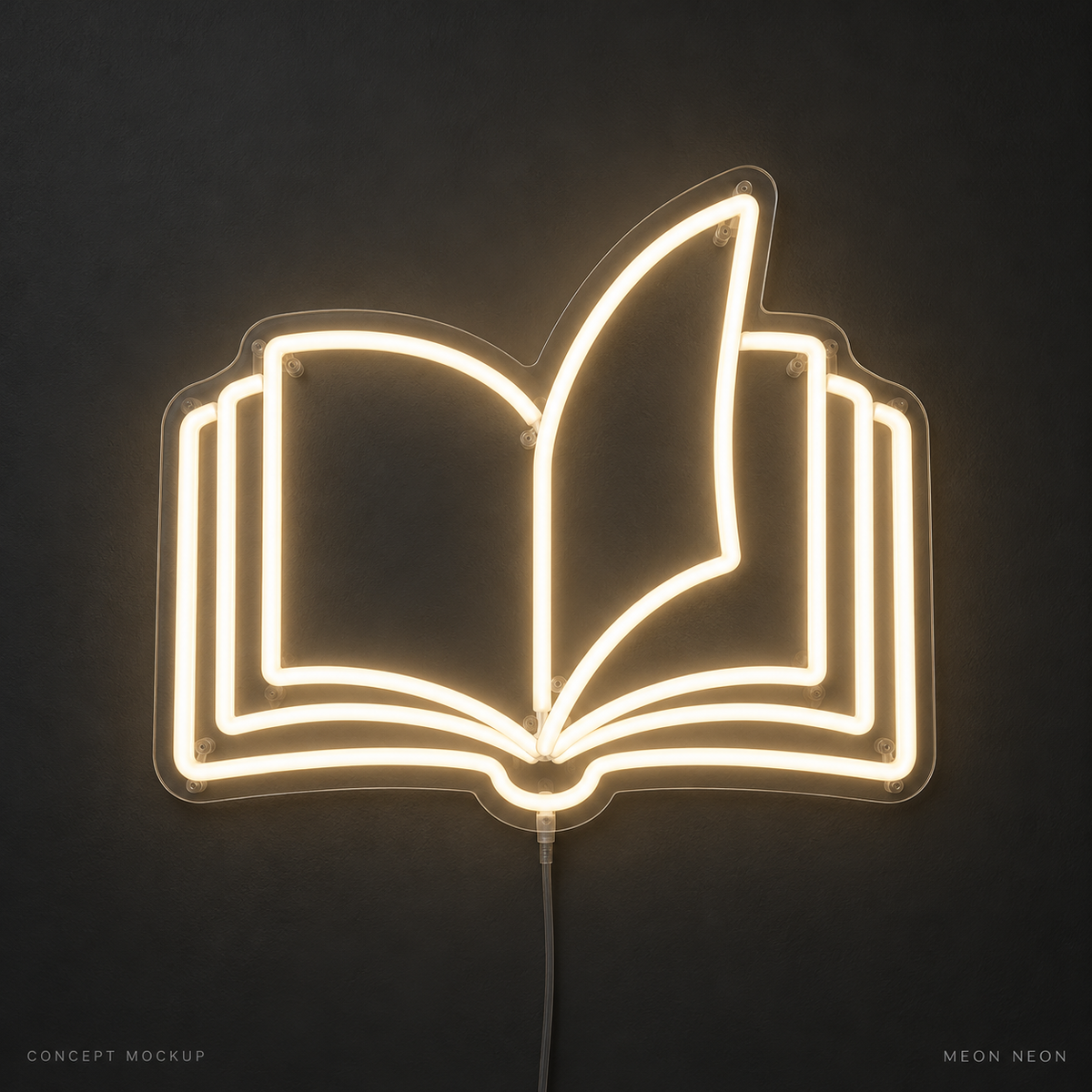 Page Turner Warm White LED neon concept mockup