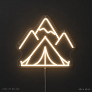 Mountain Tent Warm White LED neon concept mockup