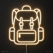 Hiking Backpack Warm White LED neon concept mockup