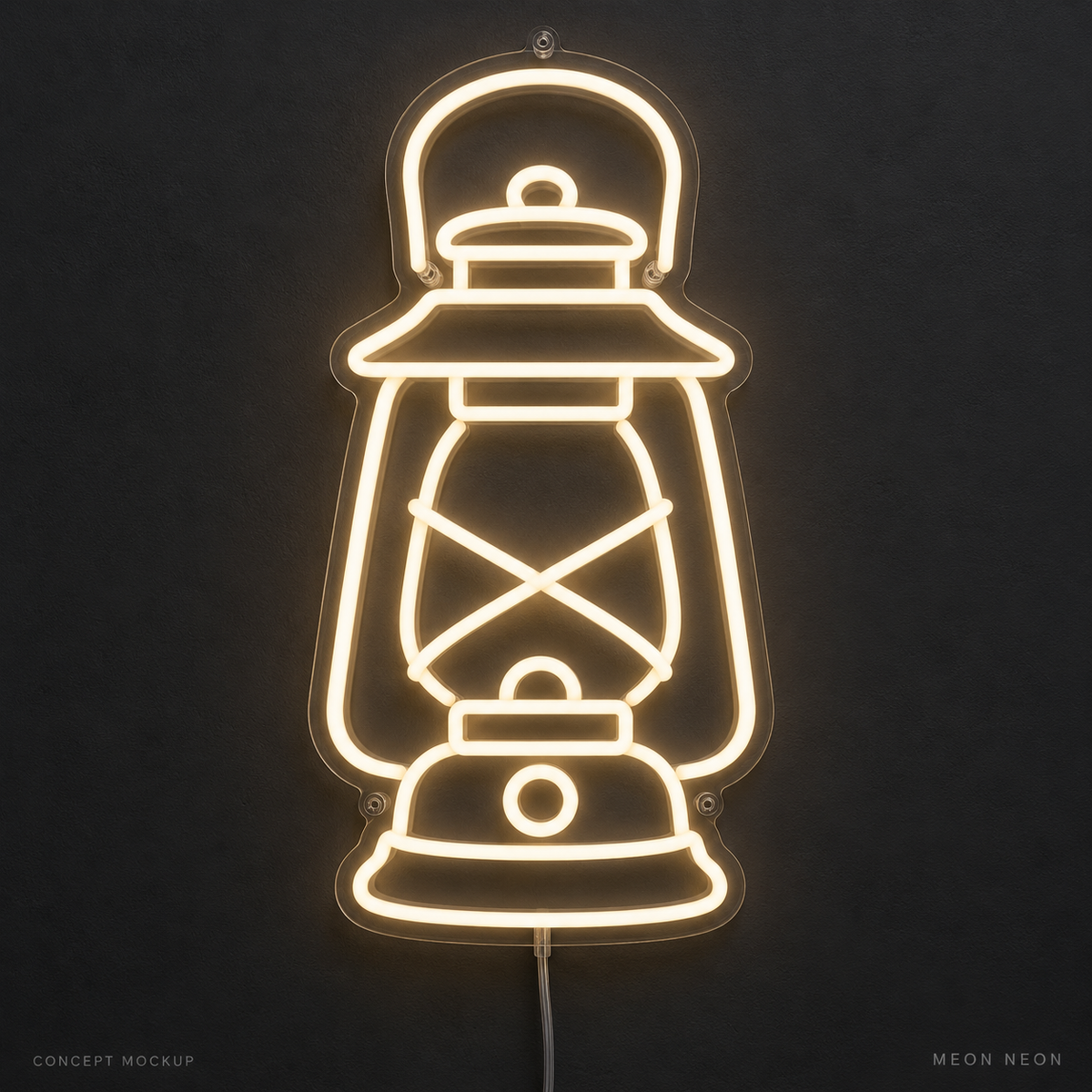 Camp Lantern Warm White LED neon concept mockup