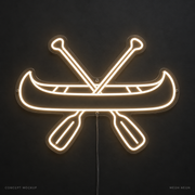 Canoe Silhouette Warm White LED neon concept mockup