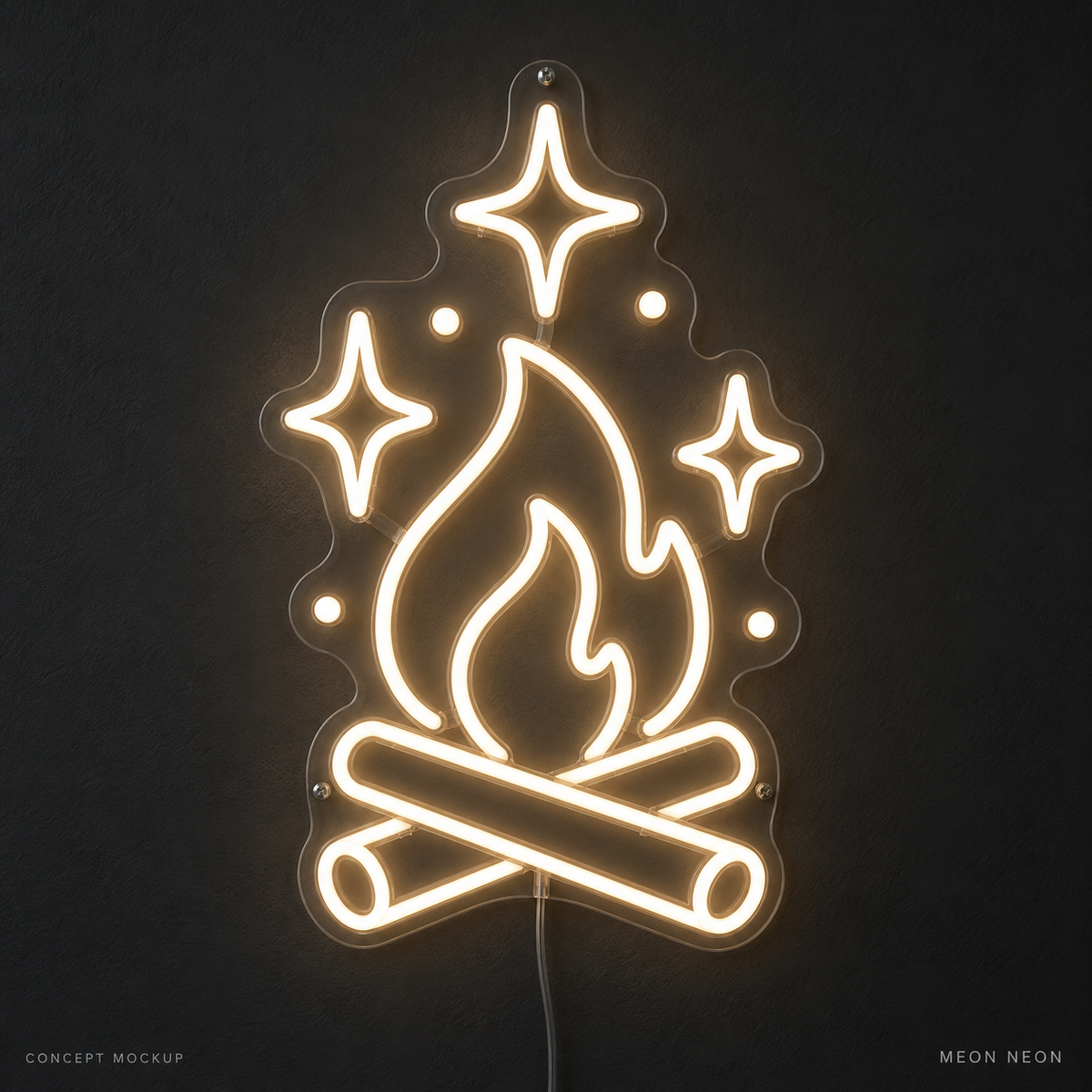 Campfire Stars Warm White LED neon concept mockup