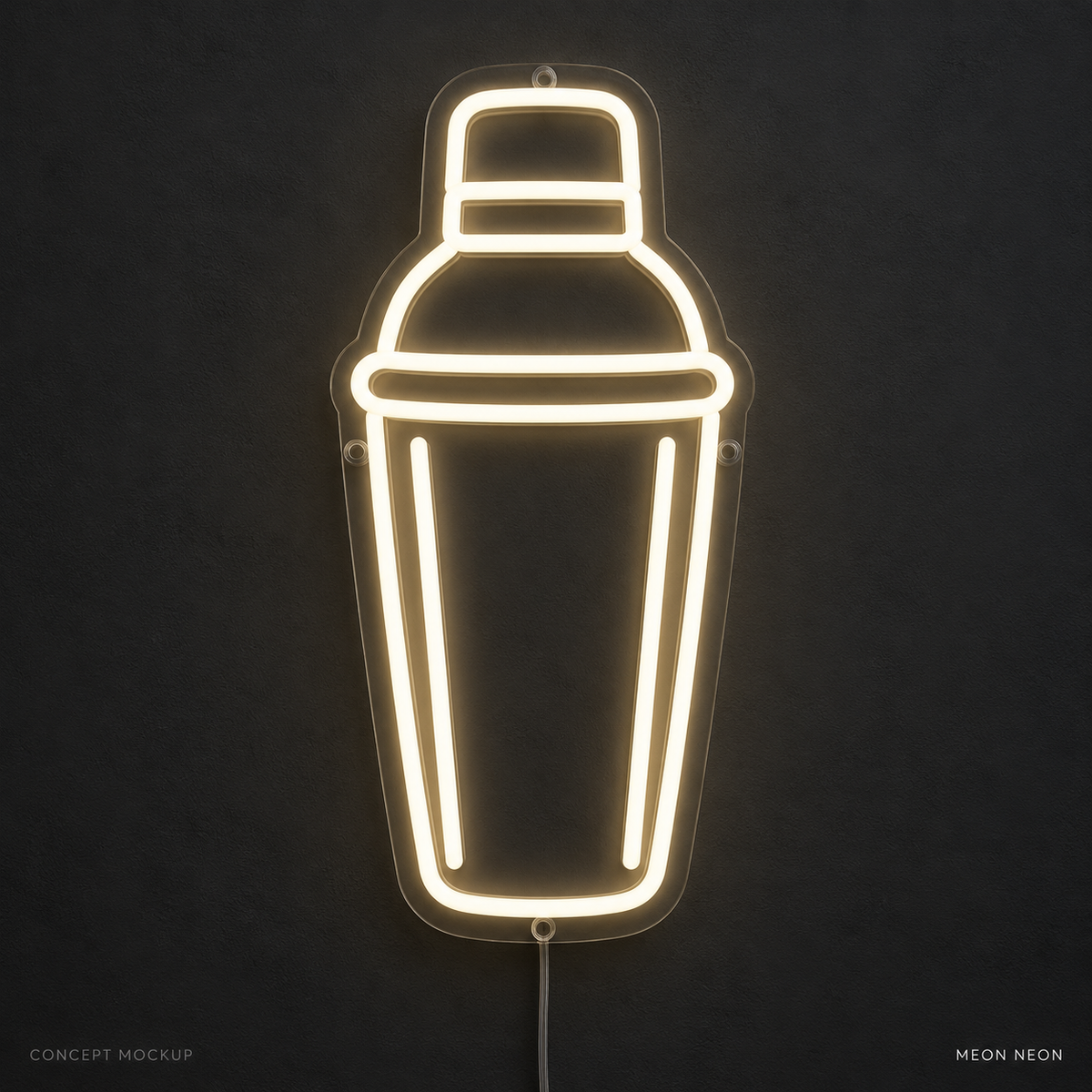 Cocktail Shaker Warm White LED neon concept mockup