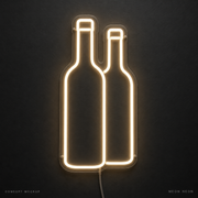Wine Bottle Pair Warm White LED neon concept mockup