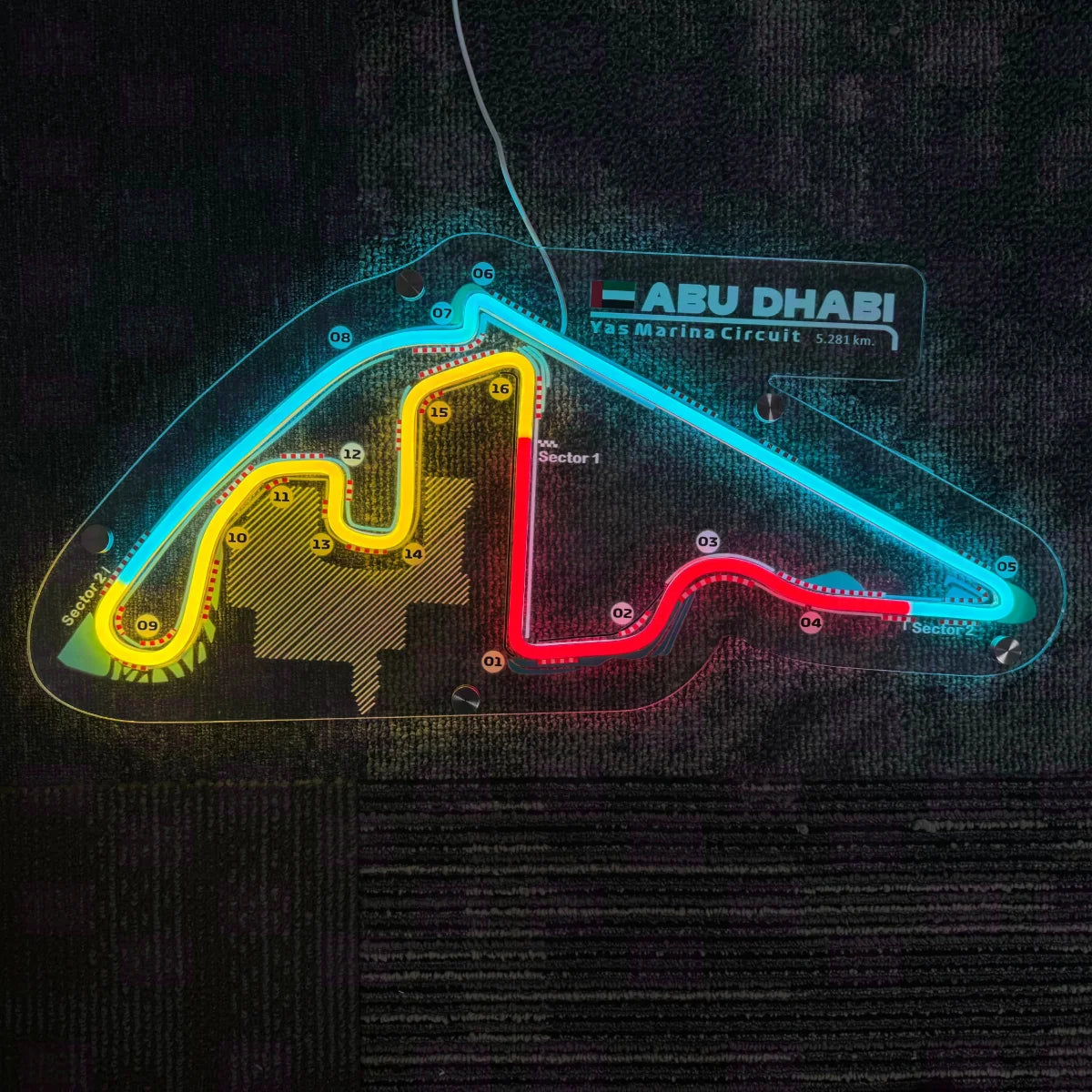 Yas Marina Circuit LED Neon Light Strip Sign Acrylic Body Car Logo Color Temperature Rating - LED Neon Sign